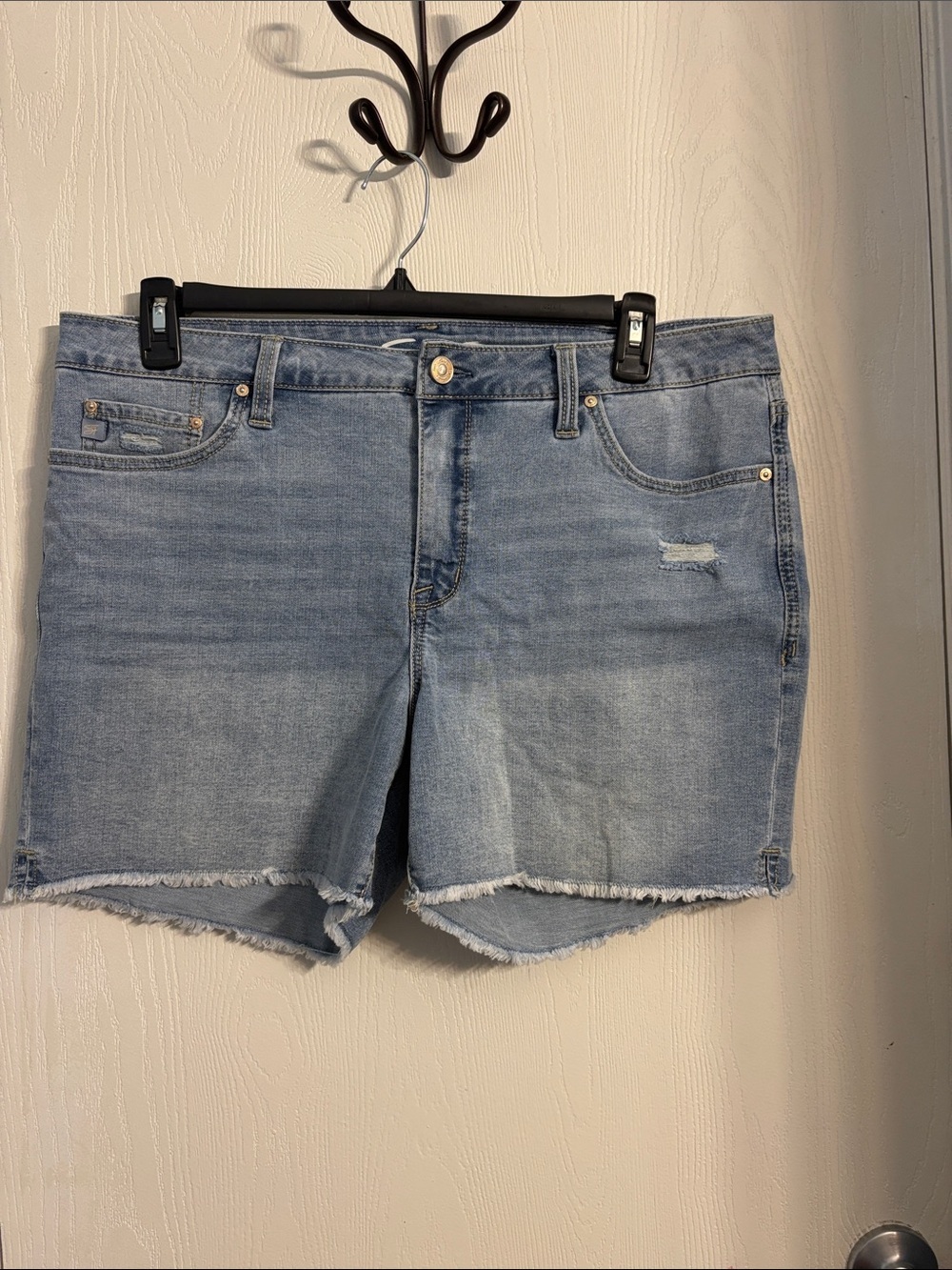 Seven7 Faded Light Blue Denim Cutoff Shorts